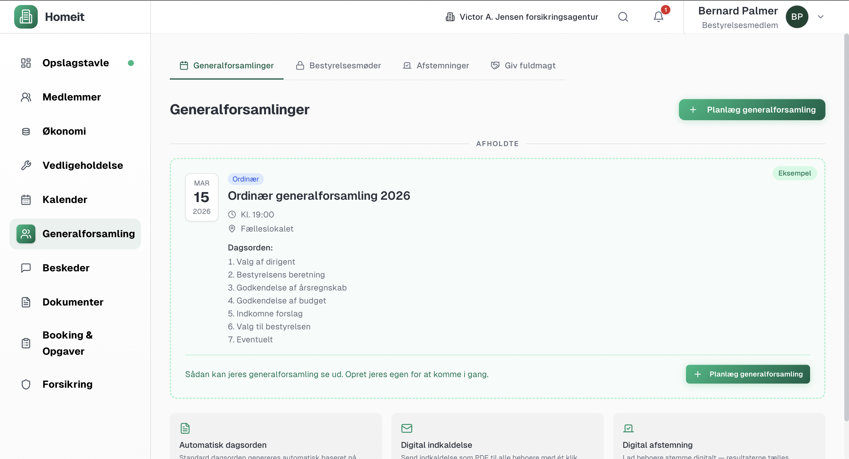 Digital generalforsamling i Homeit med dagsorden, afstemninger og fuldmagter