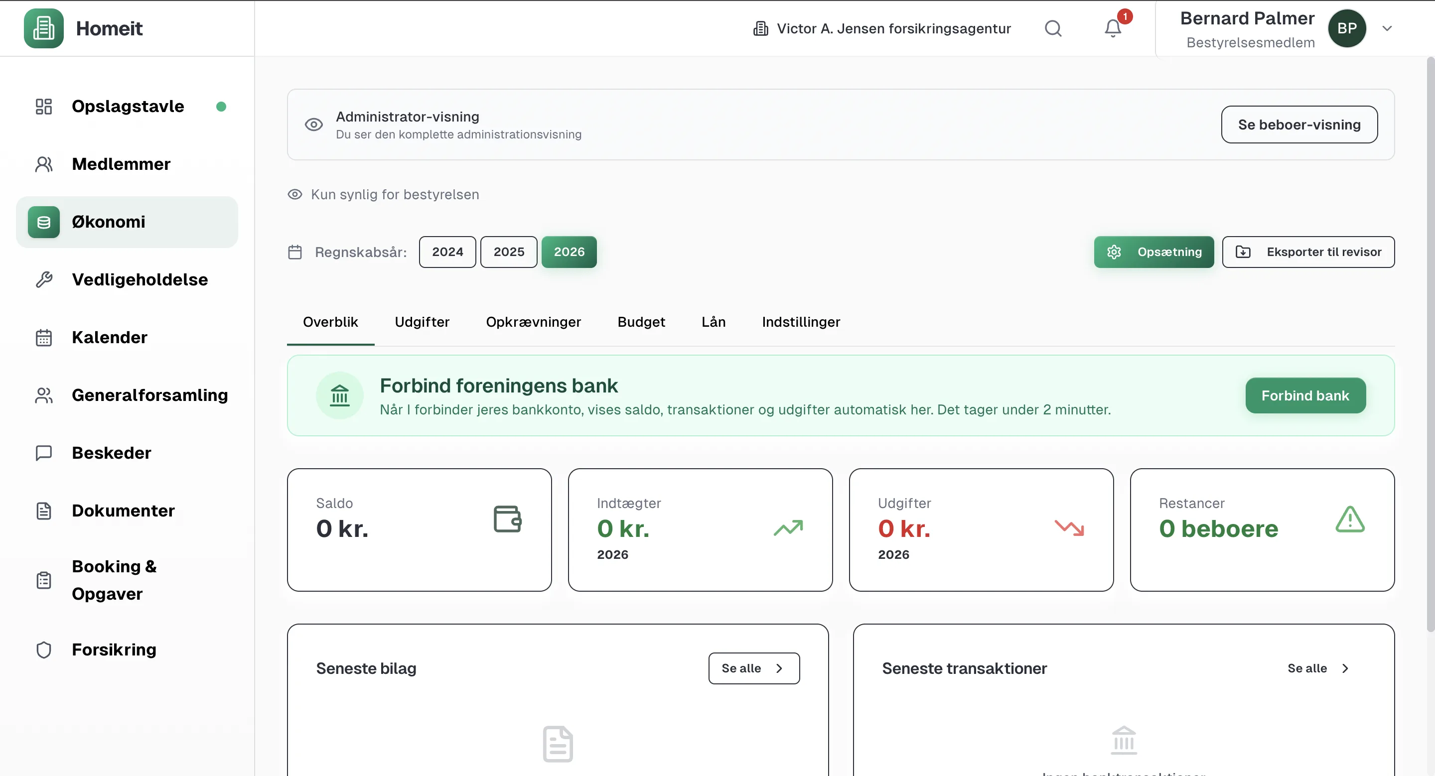Regnskabsoverblik i Homeit til ejerforeninger